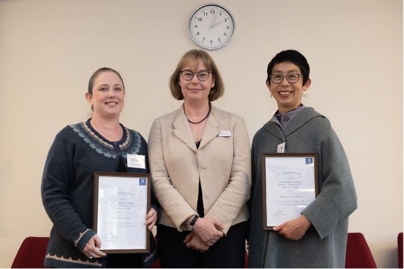 (L-R) Dr Alison Compton, Department of Paediatrics and Murdoch Children's Research Institute, Professor Nicola Lautenschlager, Head of the Melbourne Medical School, and Professor Jeanie Cheong Department of Obstetrics and Gynaecology and MCRI