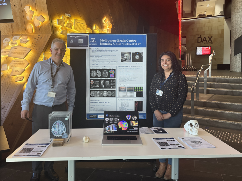 Dr. Warda Syeda and A/Prof. Brad Moffat at the Parkville Precinct RMH Honours and Masters Expo