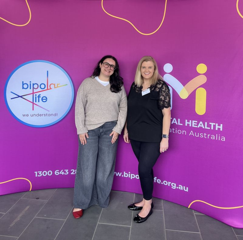 Georgia Caruana with Bipolar Life President and MPSG Lived Experience Partner, Amanda Cops