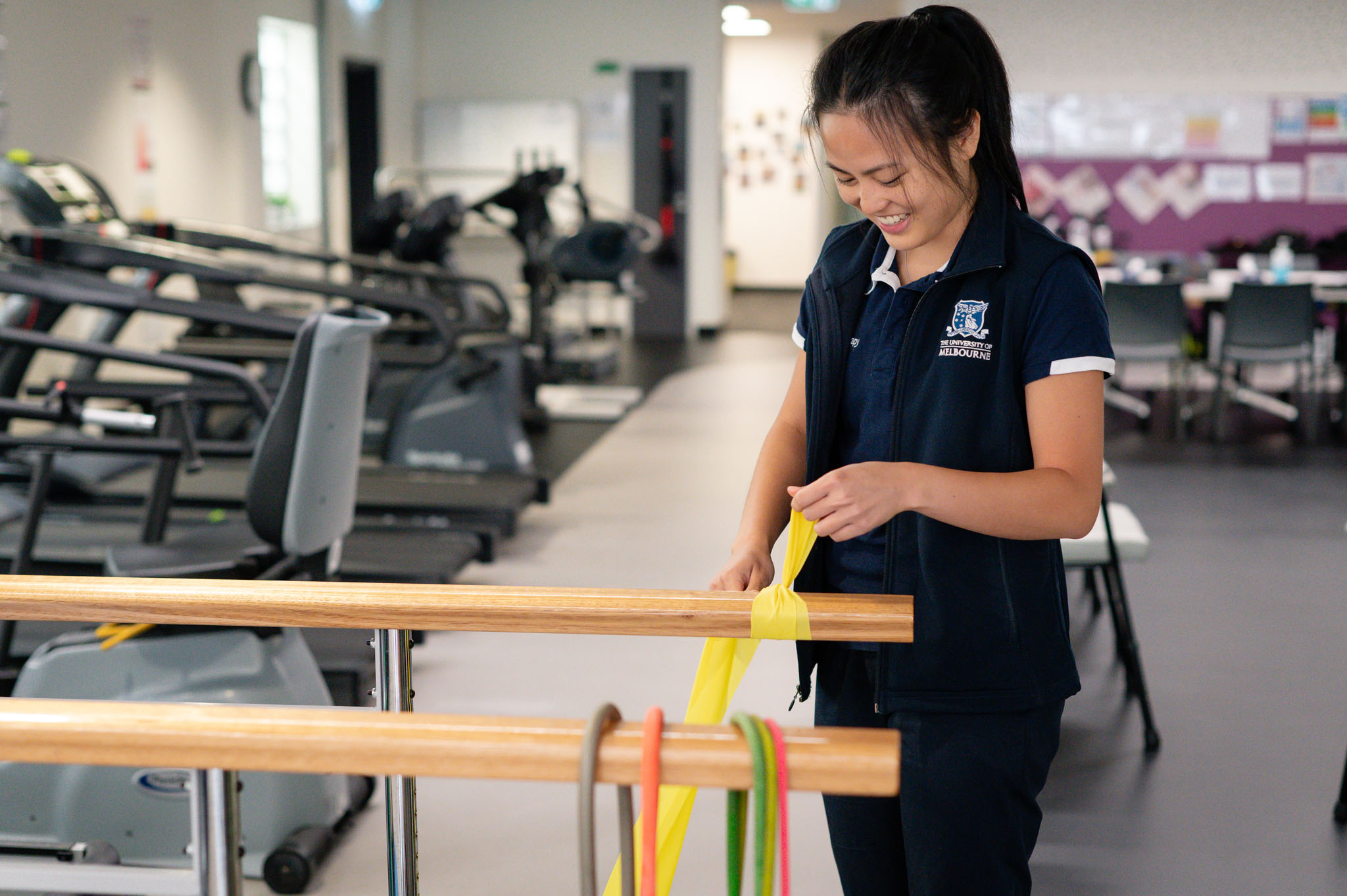student organising physio bands