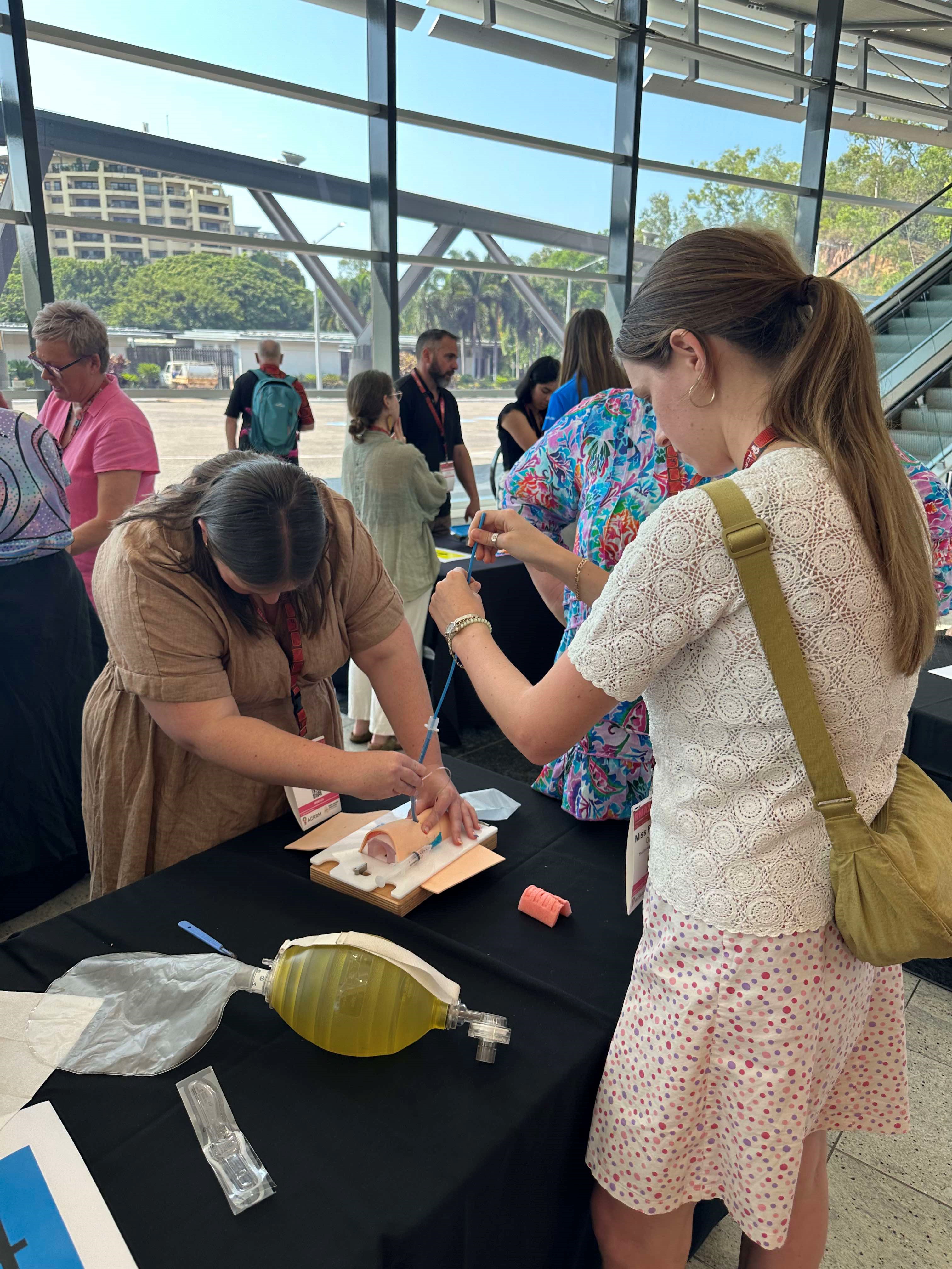 Students practicing medical skills 