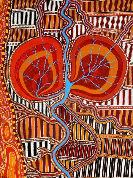 Norm Stewart Community / Language Group: Yorta Yorta Kidneys of the Dungala, 2014 Acrylic on canvas