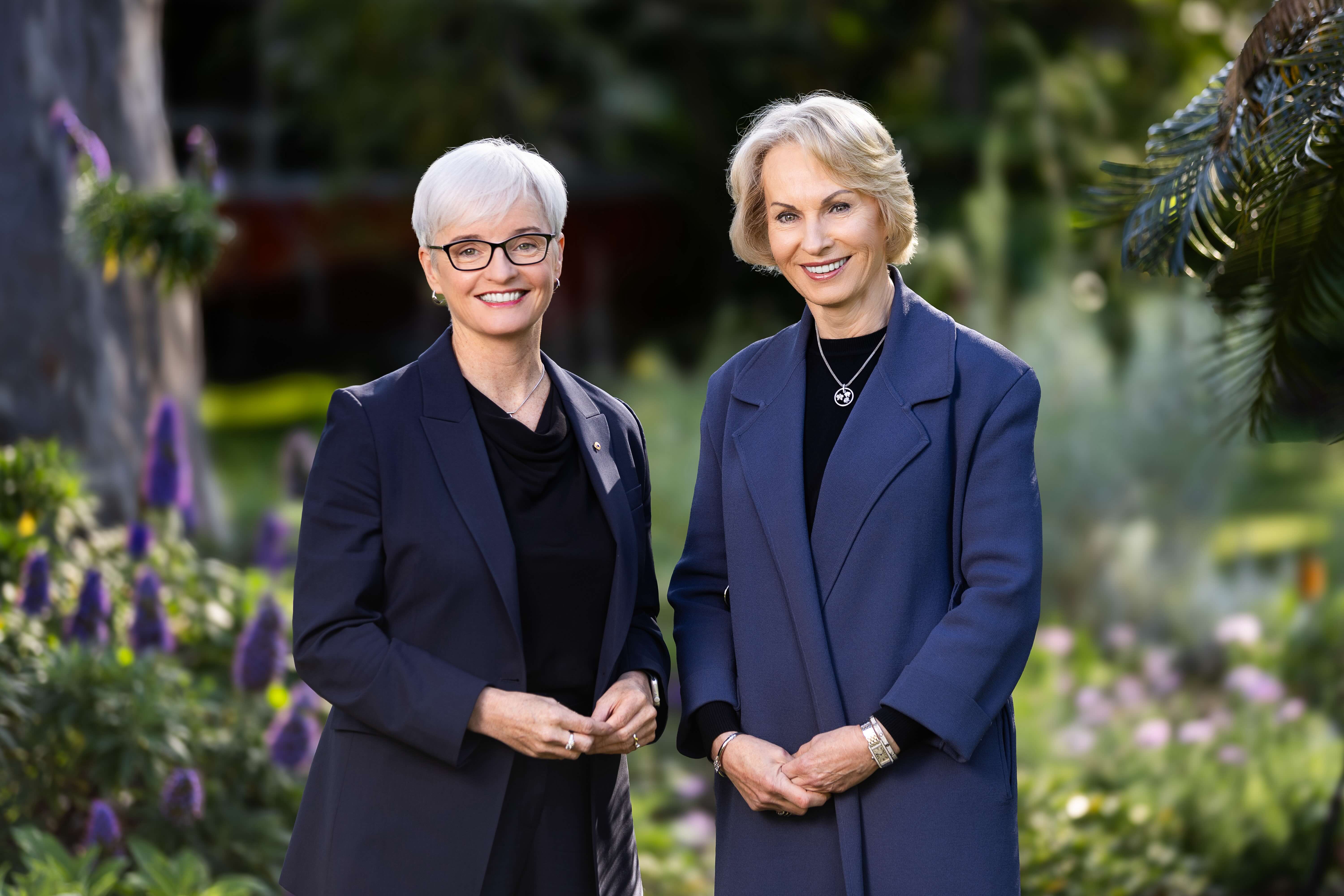 New University of Melbourne Vice-Chancellor Emma Johnston AO, and Chancellor Jane Hansen AO.